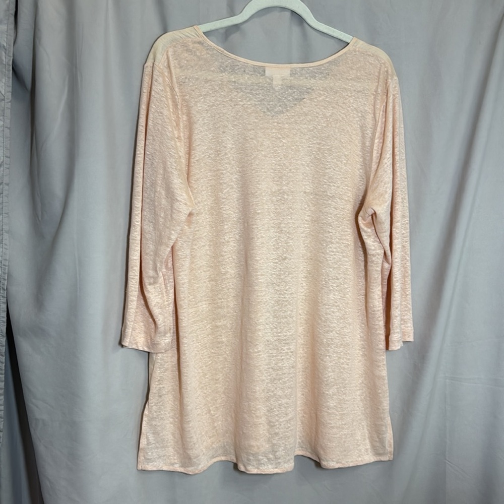J.Jill Linen Mixed Media Pintuck Tunic top in Peach Blush, Size Large, NWT - Picture 2 of 8